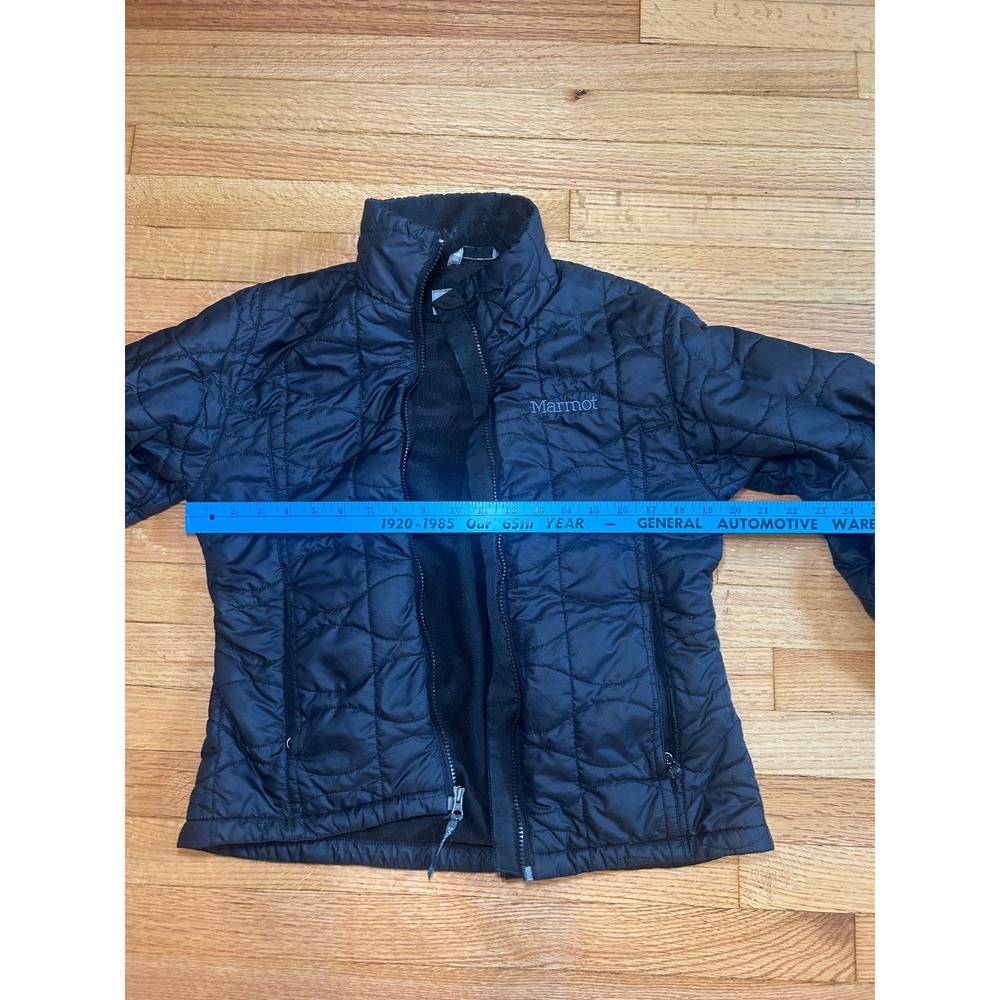 Marmot Womens Black Quilted Puffer Jacket Full Zip Fleece Lined Outdoor Small - Picture 3 of 5